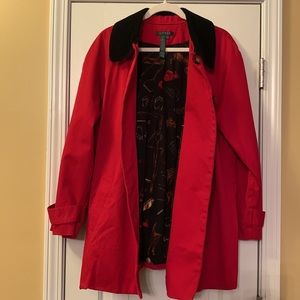 Lauren Ralph Lauren 100% Cotton Corduroy Red/Black Utility Coat. 2XL